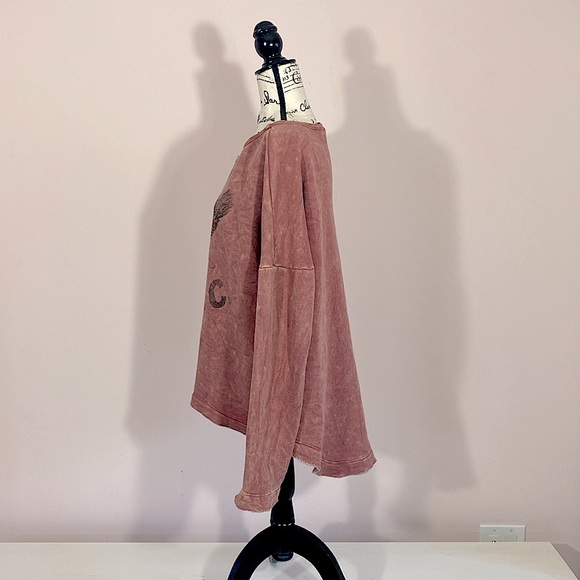 LEITH (Nordstrom) Womens Oversized Bleached Red Hi-Low N.Y.C. Sweatshirt XS - Picture 5 of 7